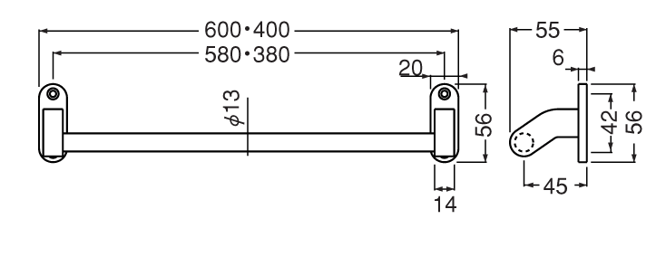 シロクマ フラットタオル掛け[BT-40]サイズ400 bt40（数量：1） 2