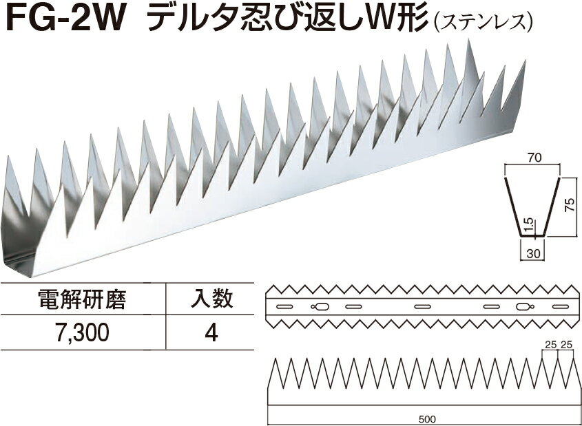 【シロクマ】デルタ忍び返しW形 FG-2W 電解研磨（数量：1）