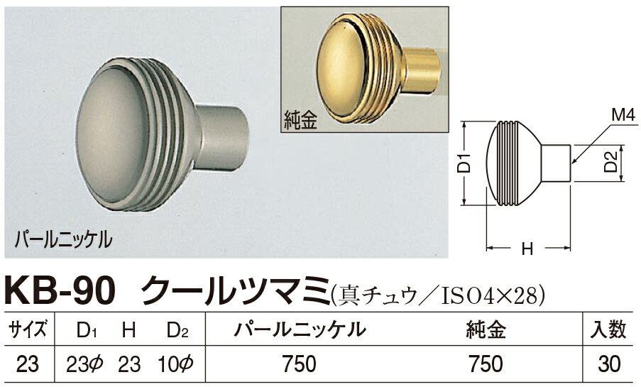 【シロクマ】クールツマミ KB-90 パールニッケル（数量：1）