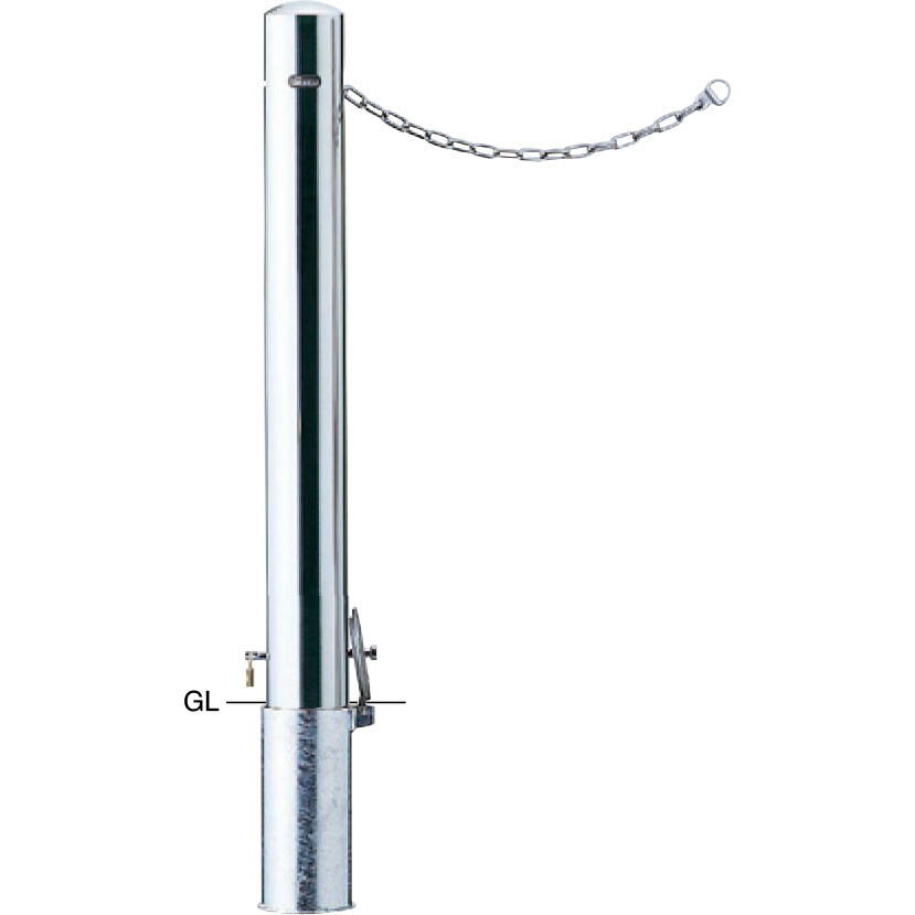 【サンポール】PA-11SKC ピラー 車止め 交換用本体 【クサリ内蔵(2m)】【差込式カギ付(南京錠25mm)】【※代引不可】