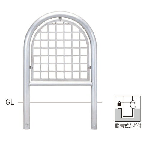 【帝金】【車止めポール】横型面格子タイプ(ステンレスタイプ) S82PK2MG-KN φ60.5×t3.0 W600×H800mm [※..
