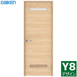 Rakuten - 大建工業 イエリア 片開きドアセット　換気ガラリ付き 【Y8デザイン】スタンダードカラー枠外幅850/825/780/755/735×製品高2033mm見切枠/固定枠(枠見込み169/154/113/90)扉セット＋枠セットDAIKEN ieria ダイケン リビングドア 室内 内装 建具 開き戸