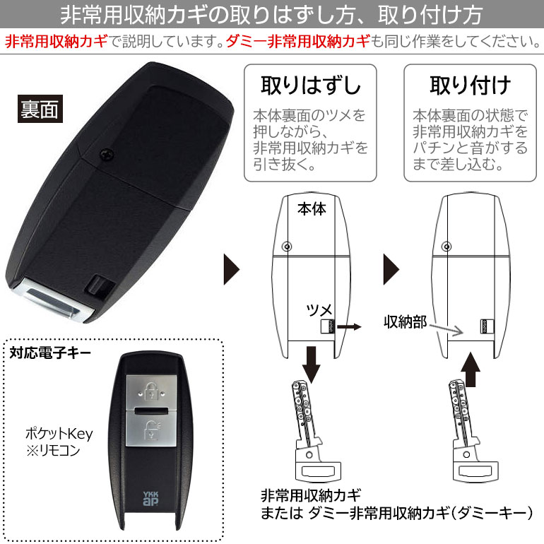 【お取り寄せ】YKKAP ポケットKey※リモコン ダミー非常用収納カギ付 1個 【YS 3K-42585】スマートコントロールキー用 ポケットキーリモコン 追加用 玄関ドア用 電気錠 部品 ダミーキー(カギ機能無し) ストラップ穴 キー登録方法説明書付 3