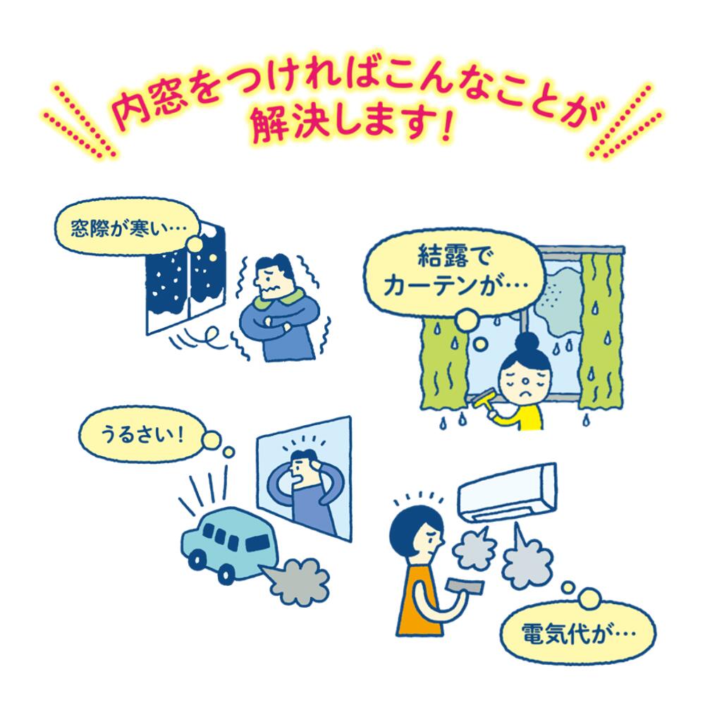 内窓 二重窓　DIY　ウチリモ 引違い窓 2枚建 Low-E複層ガラス透明3mm+A12+3mm ガス...