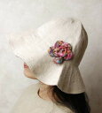 ヘンプのお花付き帽子（インド更紗）ピンク系 プレゼント アジアン 母の日 レディース エスニック コットン その1