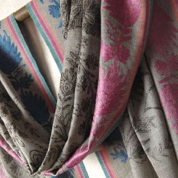 インドステッチ刺繍ウールストール植...