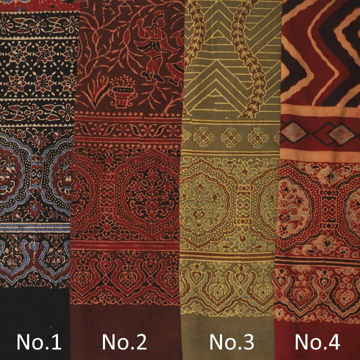 インド更紗 アジラック（アズラック）草木染めコットンスカーフ（ストール ドゥパタ) 幾何学 植物 プレゼント アジアン 母の日 インド綿