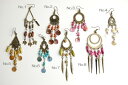 タイ カラフルビーズのアンティーク風メタルピアス アクセサリー プレゼント アジアン 敬老の日 エスニック レディース ネコポスOK
