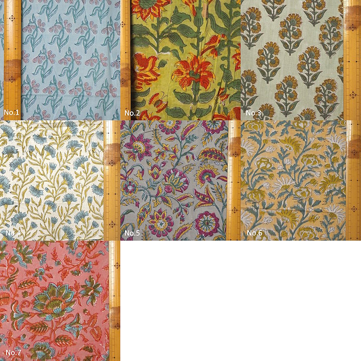 インド サンガネール更紗 花柄 薄手コットン生地 ボタニカル フローラル クリスマス インド綿 ハンドメ..