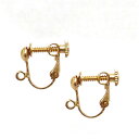 基礎金具 イヤリング ネジバネ玉ブラ 1ペア(2個入)【ゴールド/国内メッキ】 国内メッキ 金具 パーツ ハンドメイド クラフト アクセサリー