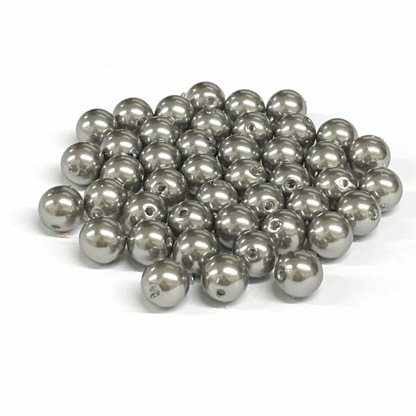 プラパール 6mm【メタリックグレー】約63個入 ハンドメイド 日本製 パール 丸玉 イミテーション 通し穴