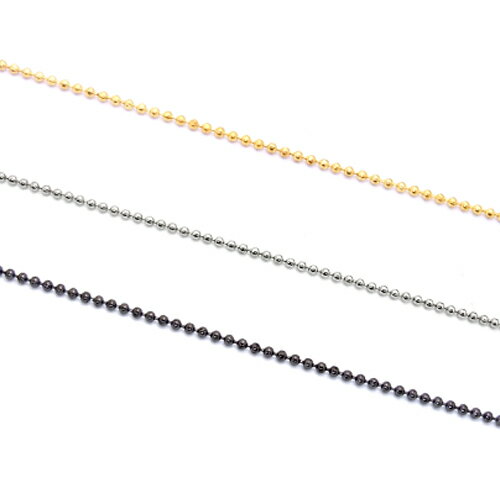 2.3mm玉ボールチェーン1m単位の計り売り【ゴールドロジウム黒ニッケル】