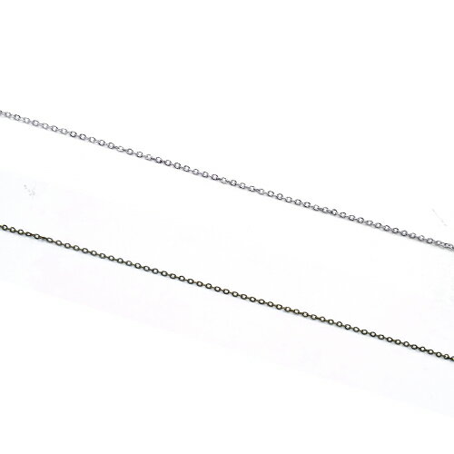 1.0mm幅平小判(あずき)チェーン1m単位の計り売り 【ロジウム・真鍮古美】ロジウム(銀色)