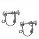 基礎金具 イヤリング ネジバネ玉ブラ 1ペア(2個入)【ロジウム(銀色)】 国内メッキ 金具 パーツ ハンドメイド クラフト アクセサリー