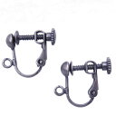 基礎金具 イヤリング ネジバネ玉ブラ 1ペア(2個入) 【銀古美】 国内メッキ 金具 パーツ ハンドメイド クラフト アクセサリー