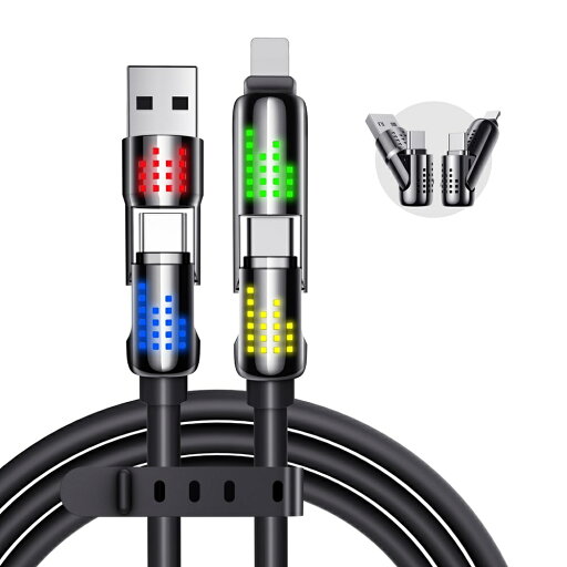USB-Cケーブル 1.2m 4in1 液体シリコーン製 PD3.1急速充電 240W対応 480Mbps高速転送 iPhone16/15/13シリーズ対応 タブレット/PC用 Type-C充電コード ブラック USB-Cケーブル 1.2m 4in1 液体シリコーン製 PD3.1急速充電 240W対応 480Mbps高速転送 iPhone16/15/13シリーズ対応 タブレット/PC用 Type-C充電コード ブラック