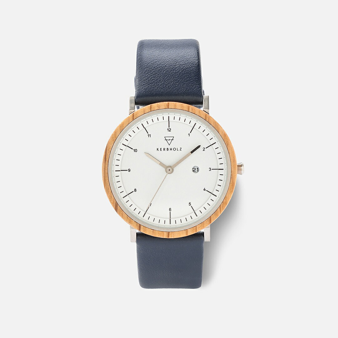 KERBHOLZ（カーブホルツ） Amelie Oak Navy / Walnut Midnight Black 腕時計 レディース カレンダー機能付 天然木 レザー 革 オーク ウォールナット ネイビー ブラック 黒 シンプル