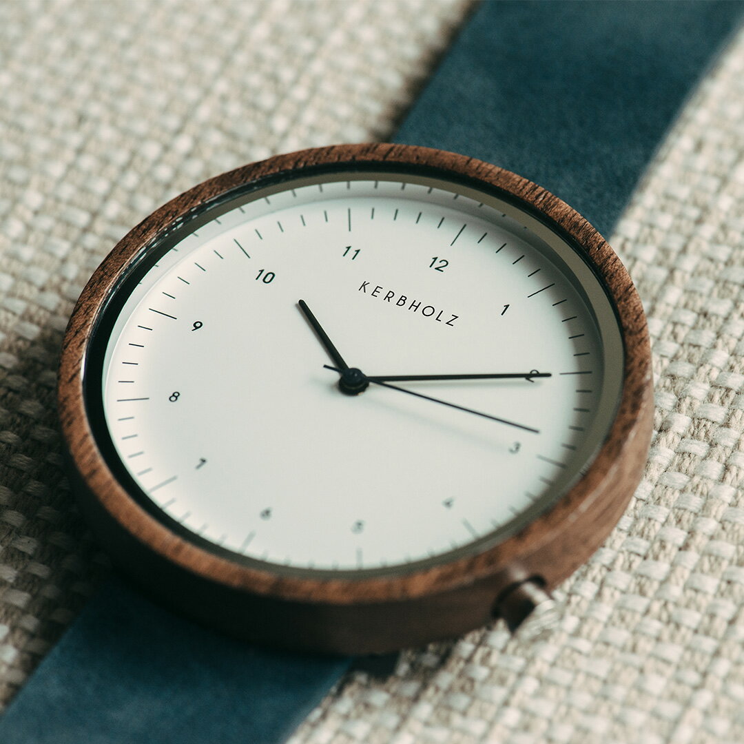 KERBHOLZ（カーブホルツ） Heinrich Walnut Slate Blue 腕時計 天然木 レザー 革 ウォールナット スレートブルー シンプル