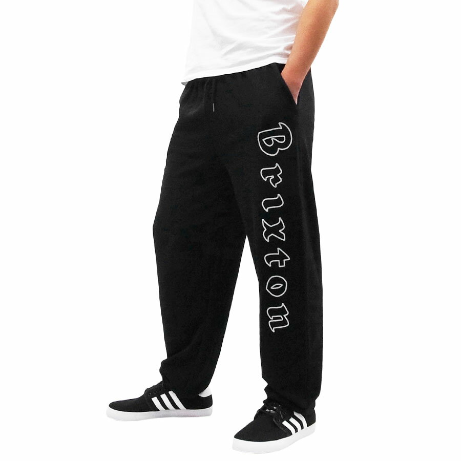 BRIXTON ブリクストンPROXY SWEATPANT BLACK WHITE (スウェット スエット パンツ ルーズ ダボダボ スケート メンズ レディース ユニセックス ブラック 黒 )