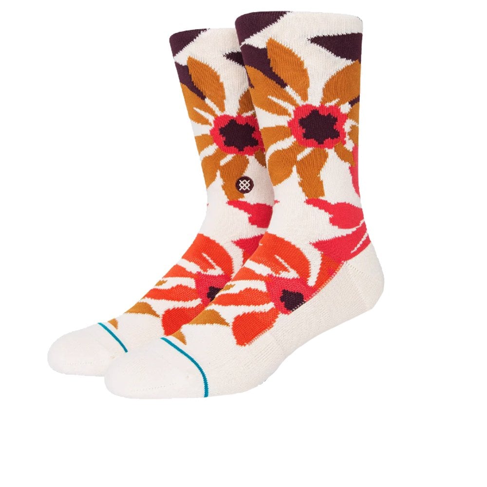 STANCE SOCKS MENS スタンスソックスDANDY SOCKS　[WHITE](ハイソックス 靴下 丈長 ホーズ メンズ スケート スケートボード スケボー スポーツ スニーカー ランニングシューズ 革靴 ドレスシューズ オフホワイト レッド フラワー 花柄)