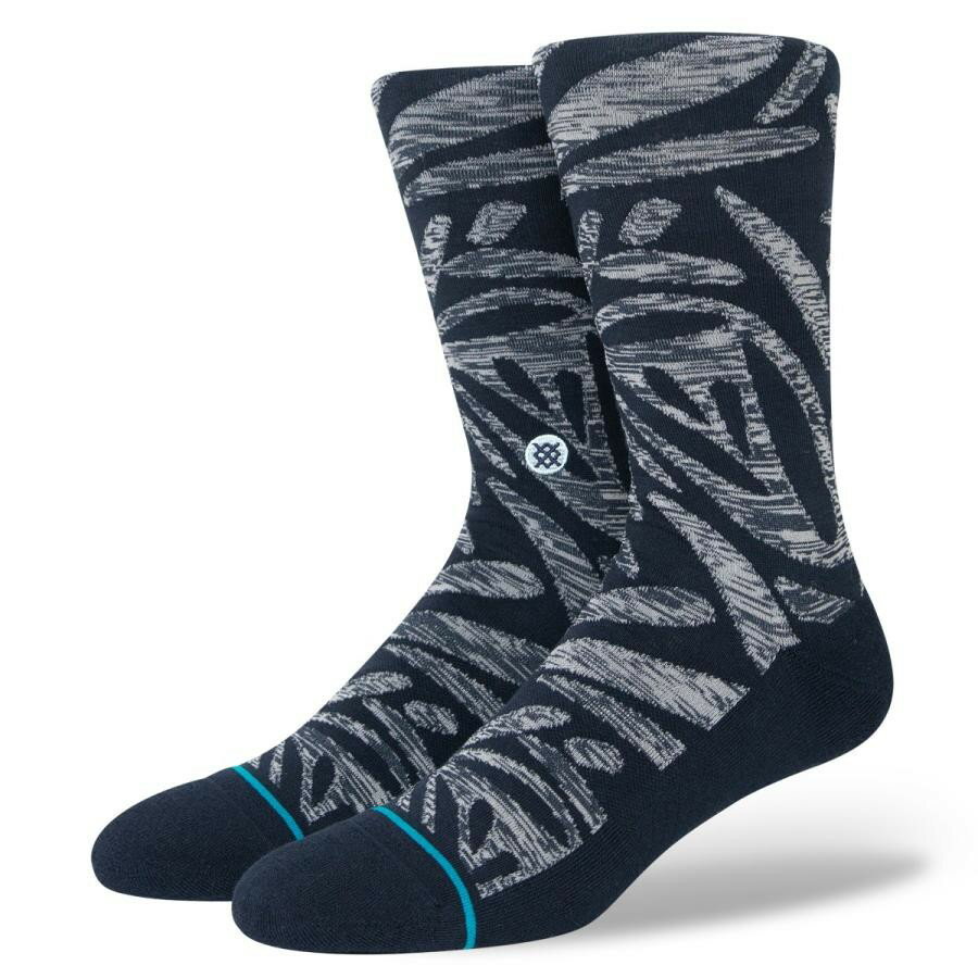 STANCE SOCKS MENS スタンスソックスFRACTALS SOCKS　(ハイソックス 靴下 丈長 ホーズ メンズ スケート スケートボード スケボー スポーツ スニーカー ランニングシューズ 革靴 ドレスシューズ ネイビー ボタニカル)