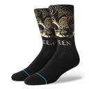 STANCE SOCKS スタンスソックス × QUEEN クイーン GOLDEN SOCKS　[BLACK](ハイソックス 靴下 おしゃれ 高機能 伸縮 メンズ スケートボード スケボー スポーツ スニーカー ランニングシューズ ブーツ 革靴 ドレスシューズ コラボ ブラック 黒)