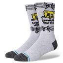 STANCE SOCKS スタンスソックス × SpongeBob スポンジボブBOB WAS HERE HEATHER GREY (ハイソックス 靴下 丈長 ホーズ メンズ スケート スケートボード スケボー スポーツ スニーカー ランニングシューズ グレー)