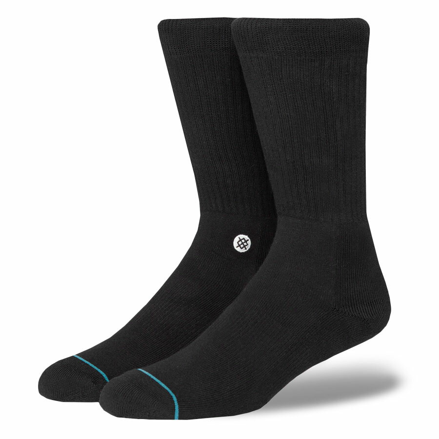 STANCE SOCKS MENS スタンスソックスICON SOCKS BLACK WHITE (ハイソックス 靴下 丈長 ホーズ メンズ スケート スケートボード スケボー スポーツ スニーカー ランニングシューズ 革靴 ドレスシューズ ブラック 黒)