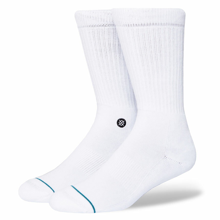 STANCE SOCKS MENS スタンスソックスICON SOCKS　(ハイソックス 靴下 丈長 ホーズ メンズ スケート スケートボード スケボー スポーツ スニーカー ランニングシューズ 革靴 ドレスシューズ ホワイト 白 )