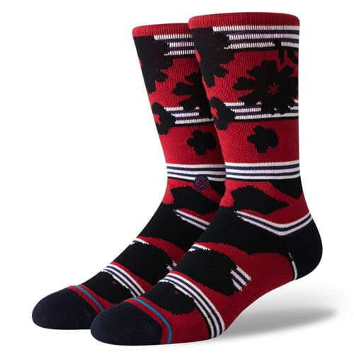 STANCE SOCKS MENS スタンスソックスBERNER SOCKS　(ハイソックス 靴下 丈長 ホーズ メンズ スケート スケートボード スケボー スポーツ スニーカー ランニングシューズ 革靴 ドレスシューズ 花柄 フラワー レッド 赤)