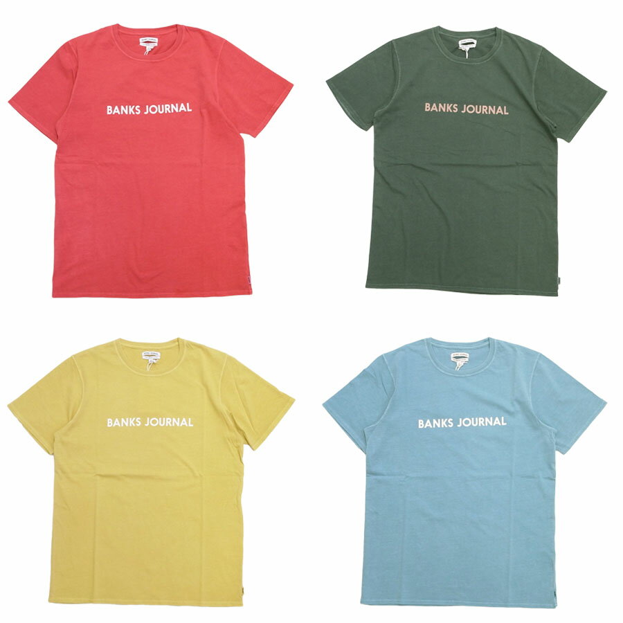 BANKS バンクス LABEL TEE　[4色](半袖 Tシャツ メンズ レディース ユニセックス メンズ サーフ系 サーフィン オーガニックコットン 白 ホワイト クルーネック カットソー レッド 赤 イエロー 黄色 グリーン 緑 ブルー 青) 【ネコポス対象】