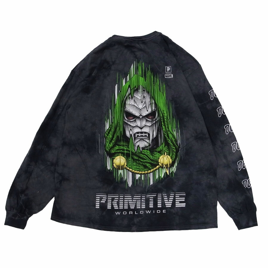 PRIMITIVE プリミティブ × MARVEL マーベルコミックPJ DOOM L/S TEE　(長袖Tシャツ ドゥーム コラボレーション ストリート スケート メンズ レディーズ ユニセックス 黒 ブラック カットソー)