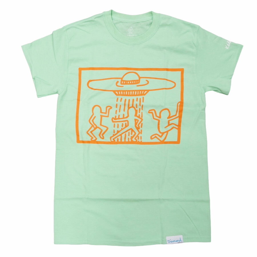 KEITH HARING × DIAMOND キースヘリング ダイアモンド SPACE SHIPS S/S TEE　[MINT](半袖Tシャツ カットソー メンズ レディース ユニセックス アートワーク 人間 グリーン 緑) 【ネコポス】