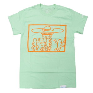 KEITH HARING × DIAMOND キースヘリング ダイアモンド SPACE SHIPS S/S TEE　[MINT](半袖Tシャツ カットソー メンズ レディース ユニセックス アートワーク 人間 グリーン 緑) 【ネコポス】