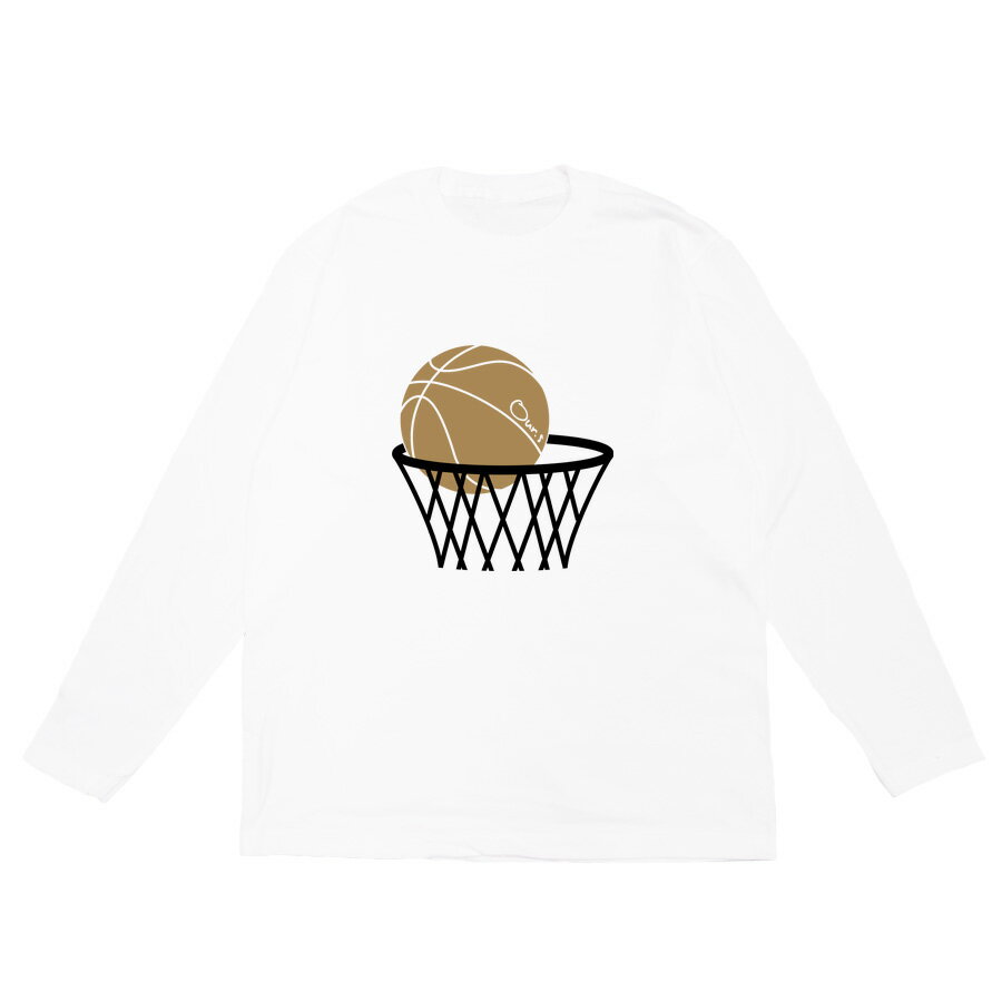 Rakuten - 長袖Tシャツ カットソー トップス メンズ レディース ユニセックス ワンポイント おしゃれ ユニーク プレゼント Uネック 丸首 デザイン イラスト バスケットボール basketball スポーツ シンプル ホワイト 白 5.6oz Our.s アワーズ ロゴ L/S TEE 送料無料(WHITE)