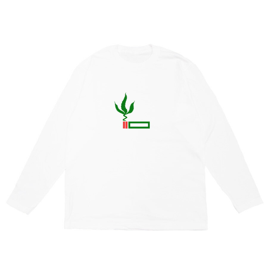 Rakuten - 長袖Tシャツ カットソー トップス メンズ レディース ユニセックス ワンポイント オシャレ おもしろ かわいい カジュアル ユニーク イラスト ストリート 大麻 タバコ 文字 丸首 クルーネック ネタ ホワイト 白 5.6oz Our.s アワーズ ロゴ L/S TEE(WHITE)