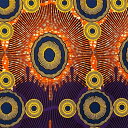 【50cm単位】アフリカ 布 アフリカンプリント布 生地 ブロード カットクロス ハンドメイド パッチワーク マスク エコバッグ 手芸材料 ダンス 舞台 衣装 通園通学に 蓄音機xスライム 紫 オレンジ　AP-12569