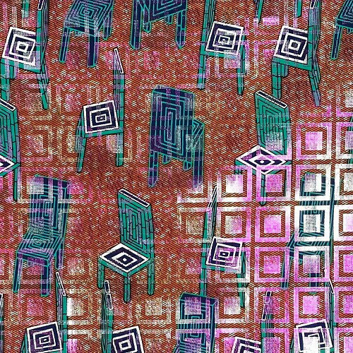 アフリカンプリント 布 生地 50cm単位 AP-1062 ピンクと銀ラメ ブルグリーンの椅子がある空間　アフリカ 布 ブロード カットクロス ハンドメイド パッチワーク エコバッグ 手芸材料 ダンス 舞台 衣装 通園通学に(3.0)