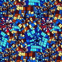 アフリカンプリント 布 生地 50cm単位 AP-13354 ペンタゴンステンドグラス ブルーx茶色 アフリカ 布 ブロード カットクロス ハンドメイド パッチワーク エコバッグ 手芸材料 ダンス 舞台 衣装 通園通学に