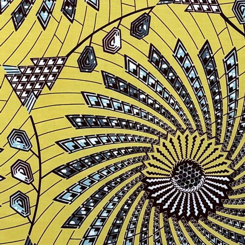 アフリカンプリント 布 生地 50cm単位 AP-13548 パステルスピログラフビジュウ付き マイルド黄色地 アフリカ 布 ブロード カットクロス ハンドメイド パッチワーク エコバッグ 手芸材料 ダンス 舞台 衣装 通園通学に