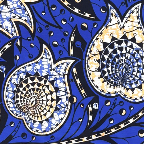 アフリカンプリント 布 生地 50cm単位 AP-13784 サイケチューリップ すずらん すずなり 群青 アフリカ 布 ブロード カットクロス ハンドメイド パッチワーク エコバッグ 手芸材料 ダンス 舞台 衣装 通園通学に