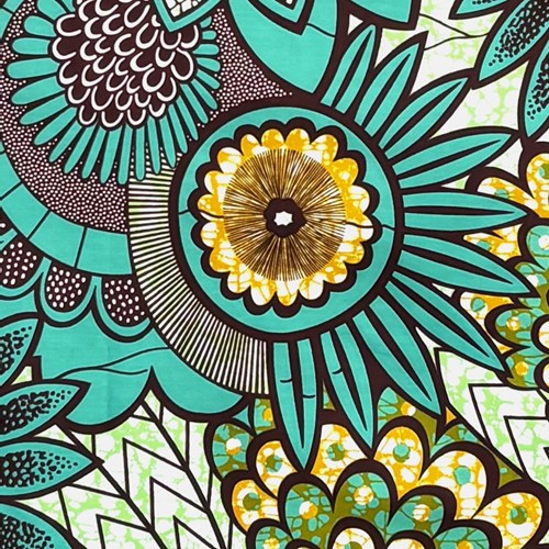 アフリカンプリント 布 生地 50cm単位 AP-13790 自己主張強めの花 爽やかグリーン色 アフリカ 布 ブロード カットクロス ハンドメイド パッチワーク エコバッグ 手芸材料 ダンス 舞台 衣装 通園通学に