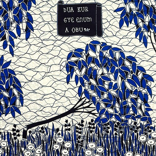 アフリカンプリント 布 生地 50cm単位 AP-13811　豊かな森 倒木 花畑 ブルー葉 グレー色地　アフリカ 布 ブロード カットクロス ハンドメイド パッチワーク エコバッグ 手芸材料 ダンス 舞台 衣装 通園通学に