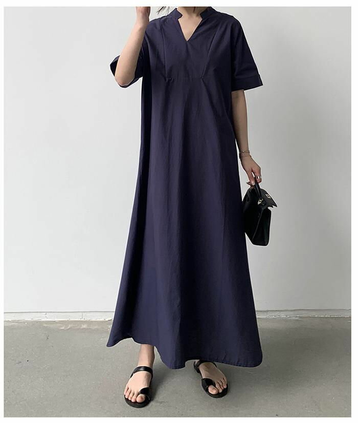 ワンピース マキシワンピース シャツワンピース レディース 夏 半袖 Vネック 大人 こなれ感 ワンピ Aライン ワンピース シンプル ゆったり シャツワンピ 体型カバー 無地 気質 ナチュラル 春 秋 カジュアル 柔らかい 抜け感 マタニティ プレゼント 20代 30代 40代 50代