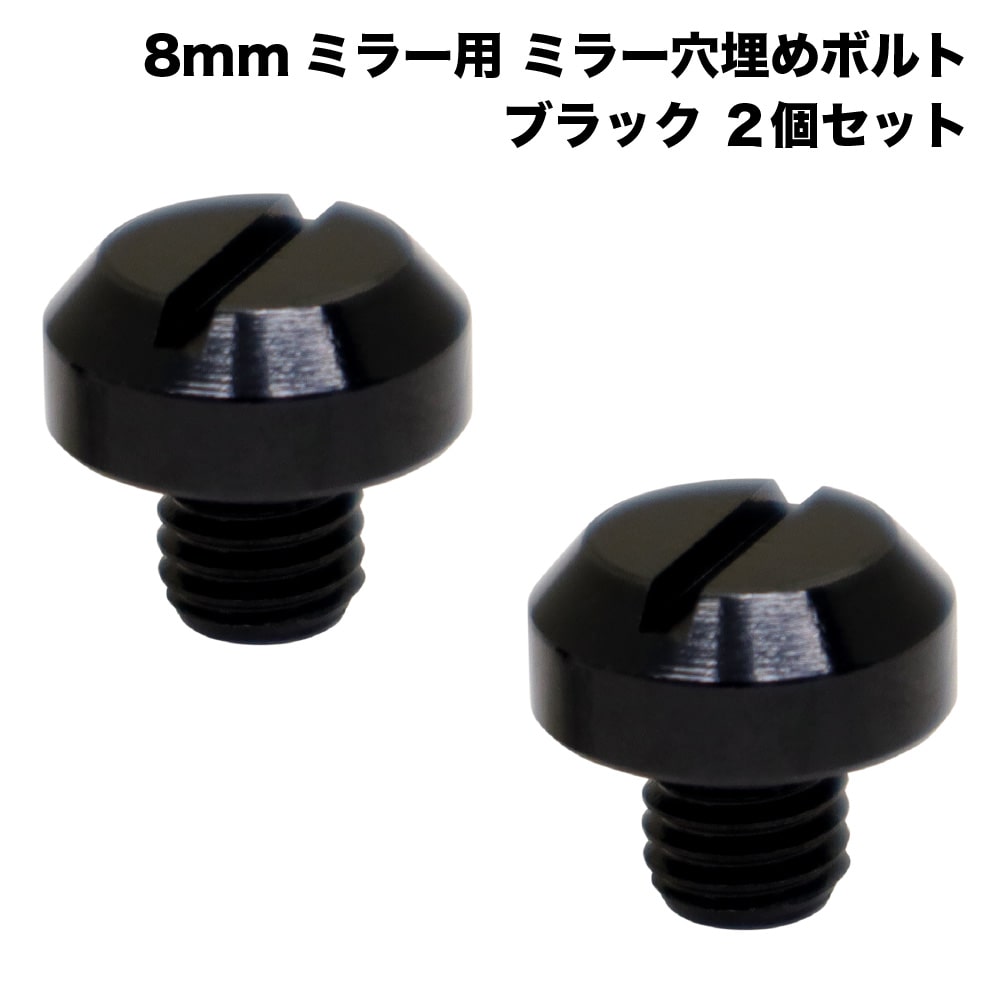 バイク 汎用 ミラー 穴埋めボルト 8mm 正ねじ 2個セット 黒 ブラック 外装 カスタムパーツ