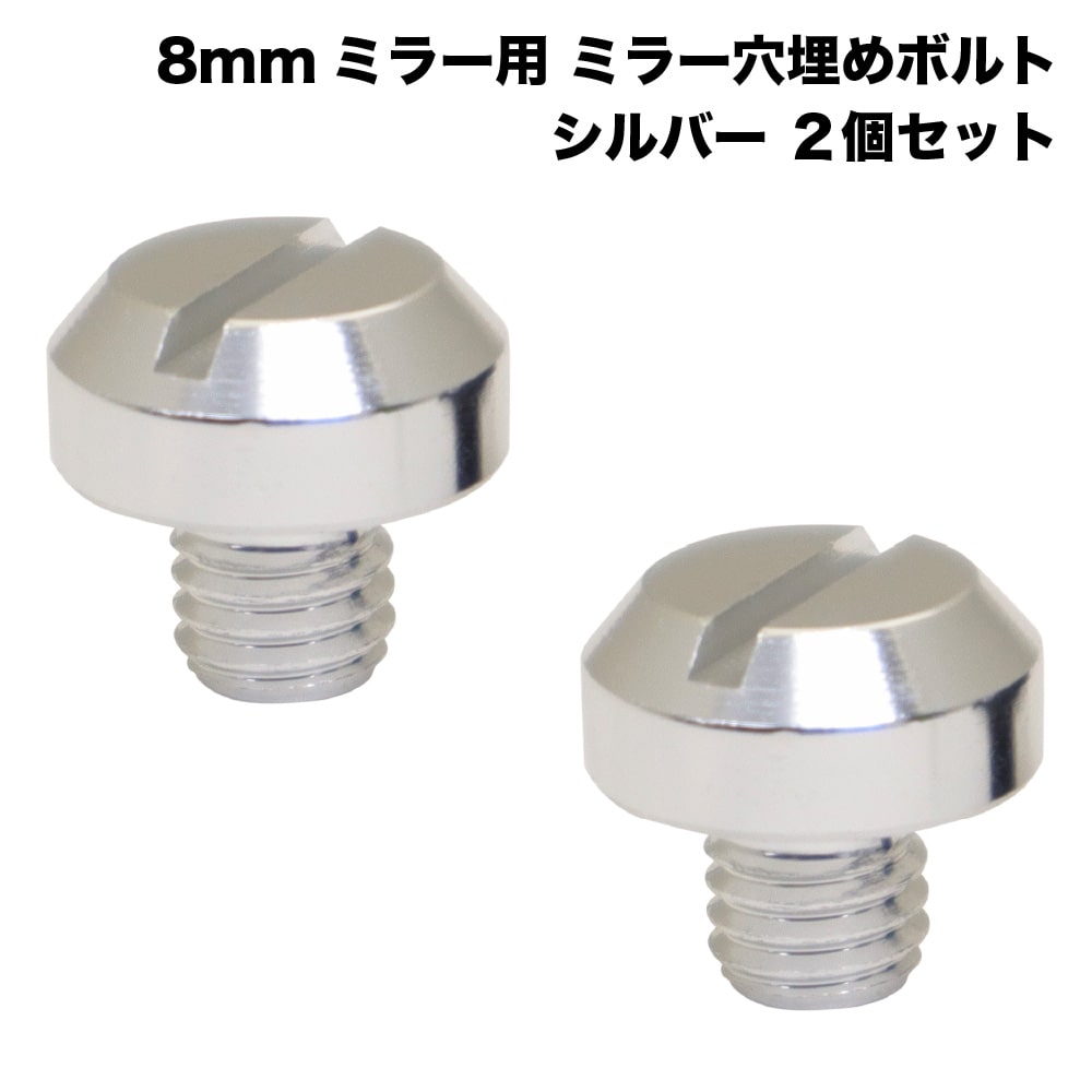 バイク 汎用 ミラー 穴埋めボルト 8mm 正ねじ 2個セット シルバー 外装 カスタムパーツ