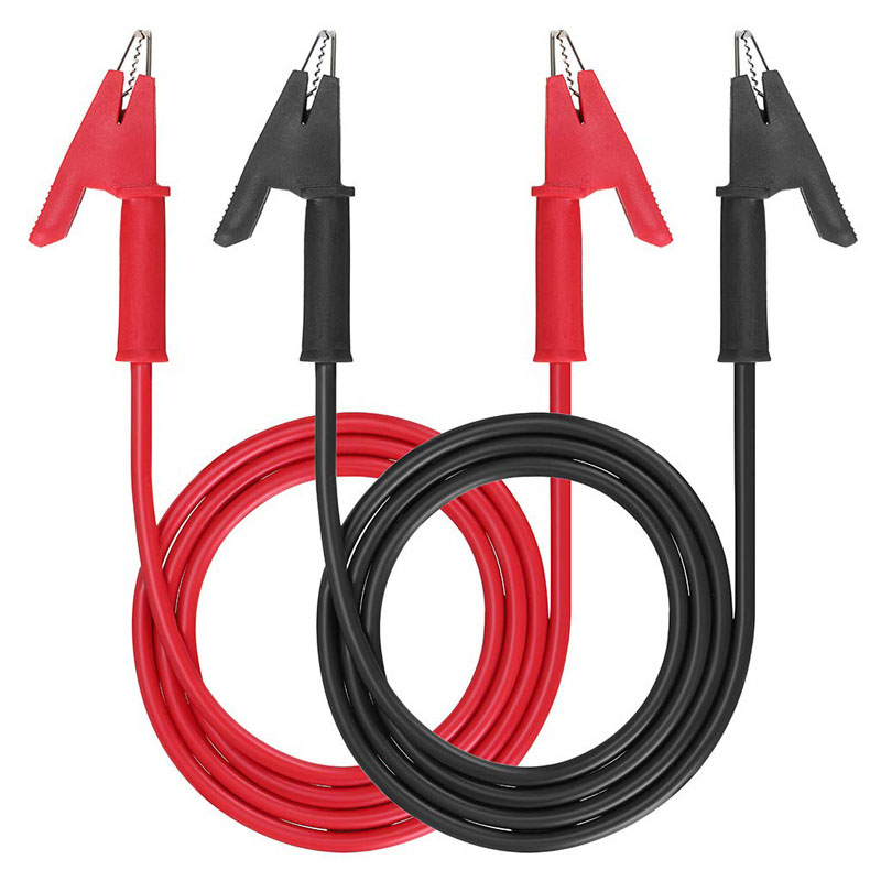 乐天商城 - ワニ口クリップ電気テストリードセット 1m 赤黒 2本組 両端ワニ口ワイヤ 15A 絶縁体クリップ付き 電気テスト 試験用 フレキシブル銅ケーブル