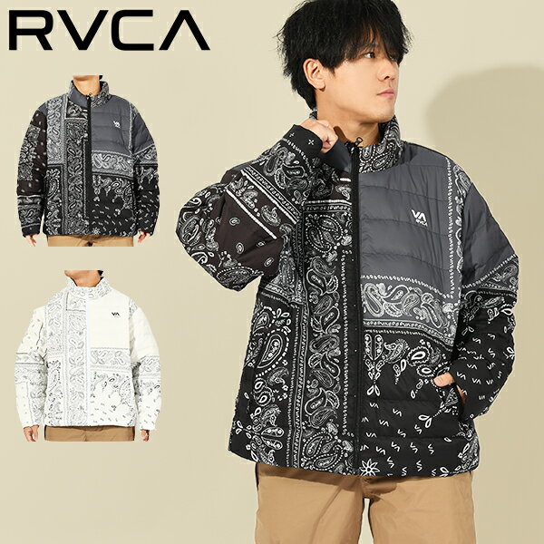 32%off 送料無料 ダウンジャケット RVCA ルーカ メンズ BREEZY PUFFER JACKET ジャケット ペイズリー バンダナ ナイロン 中綿 ロゴ BD042784 BD042-784 2023秋冬新作