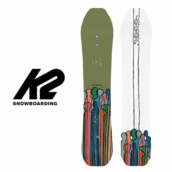 ■商品コメント &nbsp; K2（ケーツー） SNOWBOARD 紳士用 板 PARTY PLATTERは全地形で楽しいシェイプボード。 やや太めの形状によりつま先とかかとが雪面に引っ掛かりりづらく、グルーミングされた場所でのライディングに優れ、さらにディープパウダーの中でも浮力を感じられます。 オーリーバーを採用することでサイドヒットやフリースタイルライディングでのポップ感とアグレッシブさを追加。 毎日、そしてどんなコンディションでも楽しくライディングできるようにデザインされました。 レングスは普段のボードより3-5cm短いサイズを選んでください。 重量：147cm/約2770g　152cm/約2980g &nbsp; ■商品詳細 &nbsp; ■ブランド K2（ケーツー） ■商品名 PARTY PLATTER ■品番 k2-party-platter &nbsp; ■商品カラーにつきまして &nbsp; 可能な限り商品色に近い画像を選んでおりますが、閲覧環境等により画像の色目が若干異なる場合もございますので、その旨をご理解された上でご購入ください。 &nbsp; メーカー希望小売価格はメーカー商品タグに基づいて掲載しています