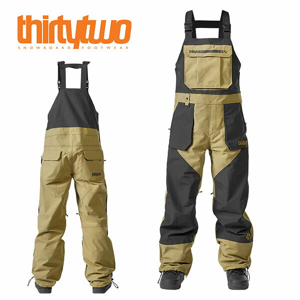 送料無料 スノーボードウェア ThirtyTwo 32 サーティー トゥー BASEMENT BIB PANTS メンズ ビブパンツ ベージュ ブラック スノボ スノーボード ボトムス メンズ サーティーツー 2023-2024冬新…